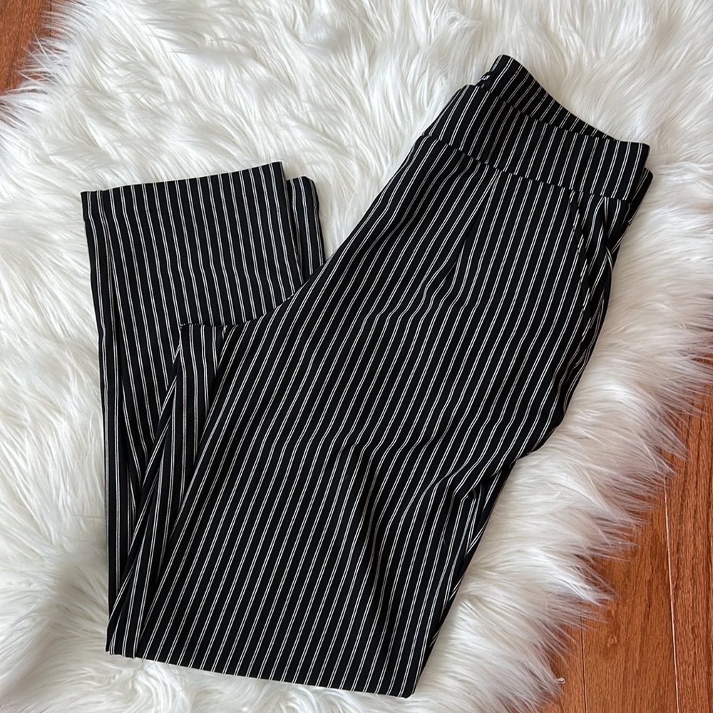 Hilary Radley Black and White Pinstripe Pants